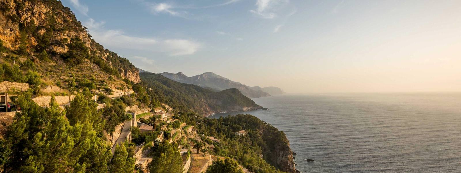 Mediterranean coastline with cliffs above the sea.